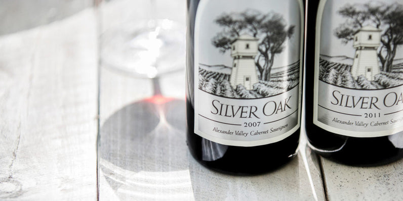 Closeup of 2007 and 2011 Silver Oak Alexander Valley Cabernet