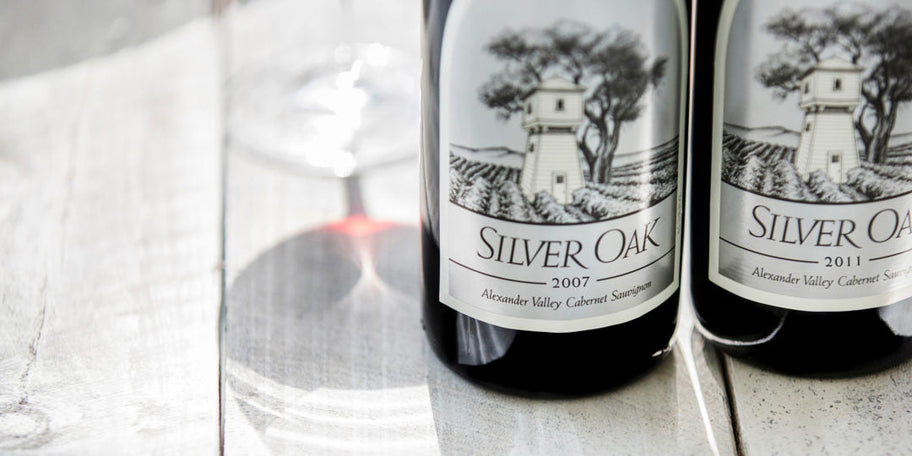 Closeup of 2007 and 2011 Silver Oak Alexander Valley Cabernet