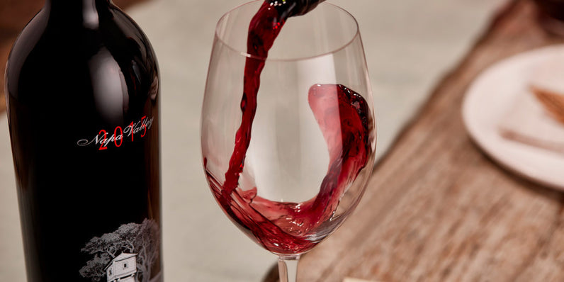Pouring glass of Silver Oak wine