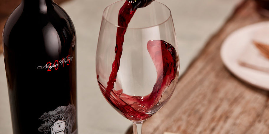 Pouring glass of Silver Oak wine