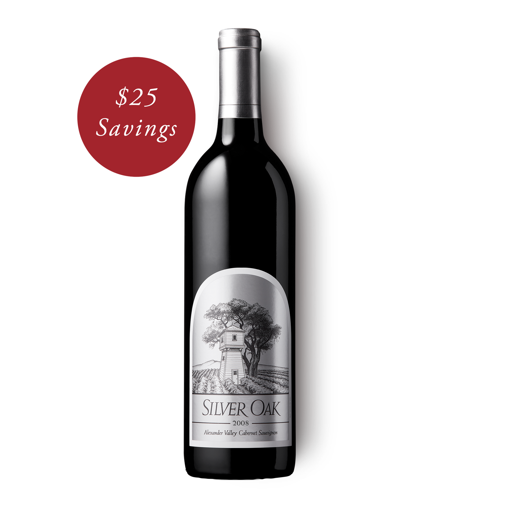 2008 Alexander Valley Cabernet Sauvignon with badge that says $25 savings