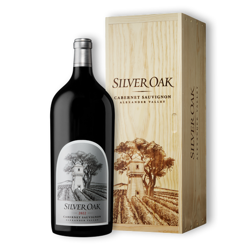 2022 Silver Oak Alexander Valley Cabernet Sauvignon 6L wine bottle with wooden box