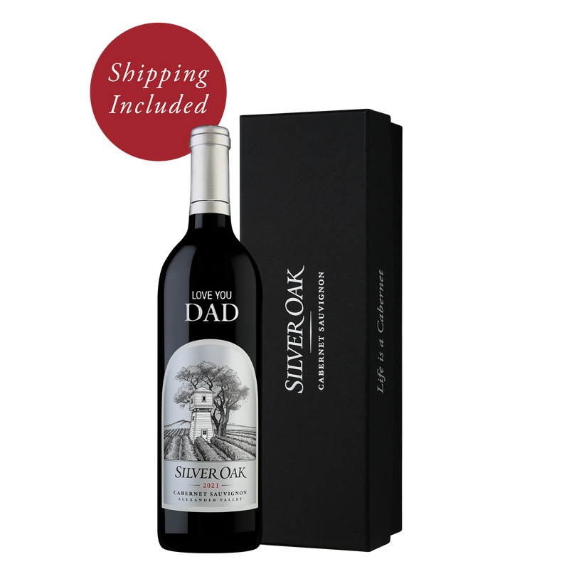 Silver Oak Cabernet Sauvignon wine bottle etched with 