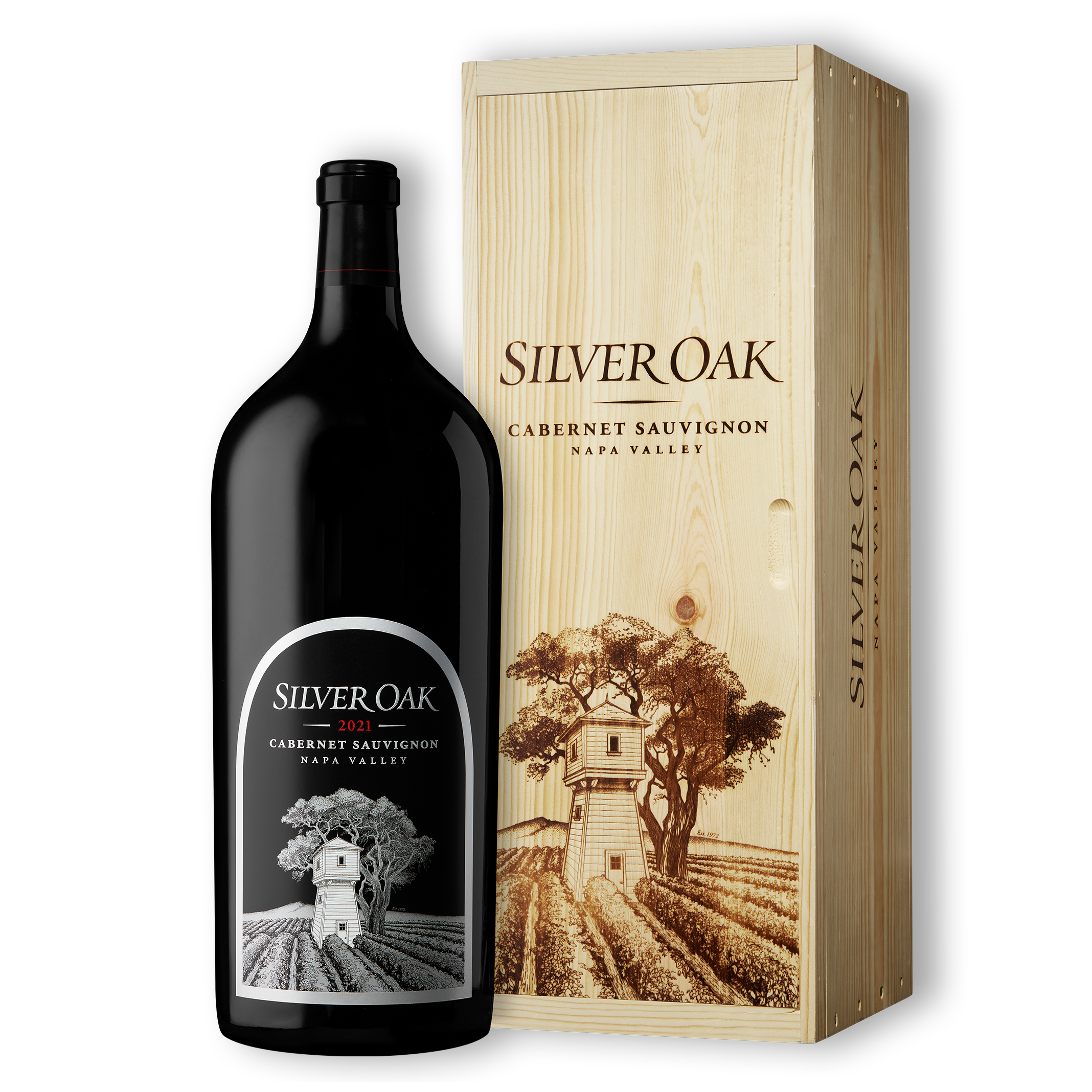 2021 Napa Valley Cabernet Sauvignon 6L wine bottle with wooden box