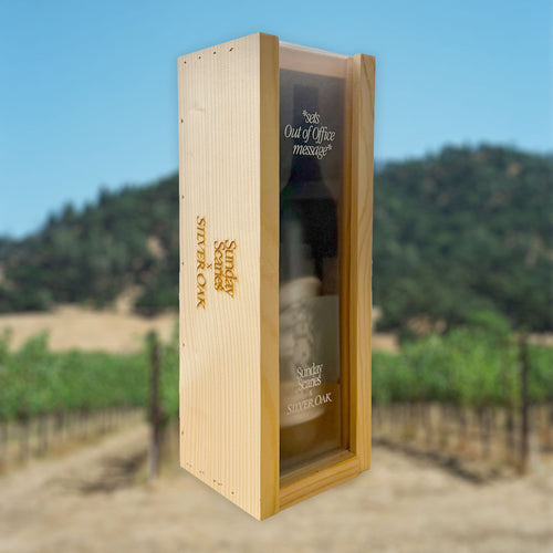 Silver Oak x Sunday Scaries Gift Box | *sets Out of Office message* wooden gift box with wine bottle inside