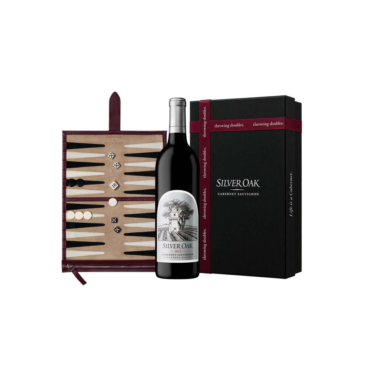Silver Oak Alexander Valley Cabernet & Backgammon Gift Set | Silver Oak x Throwing Doubles