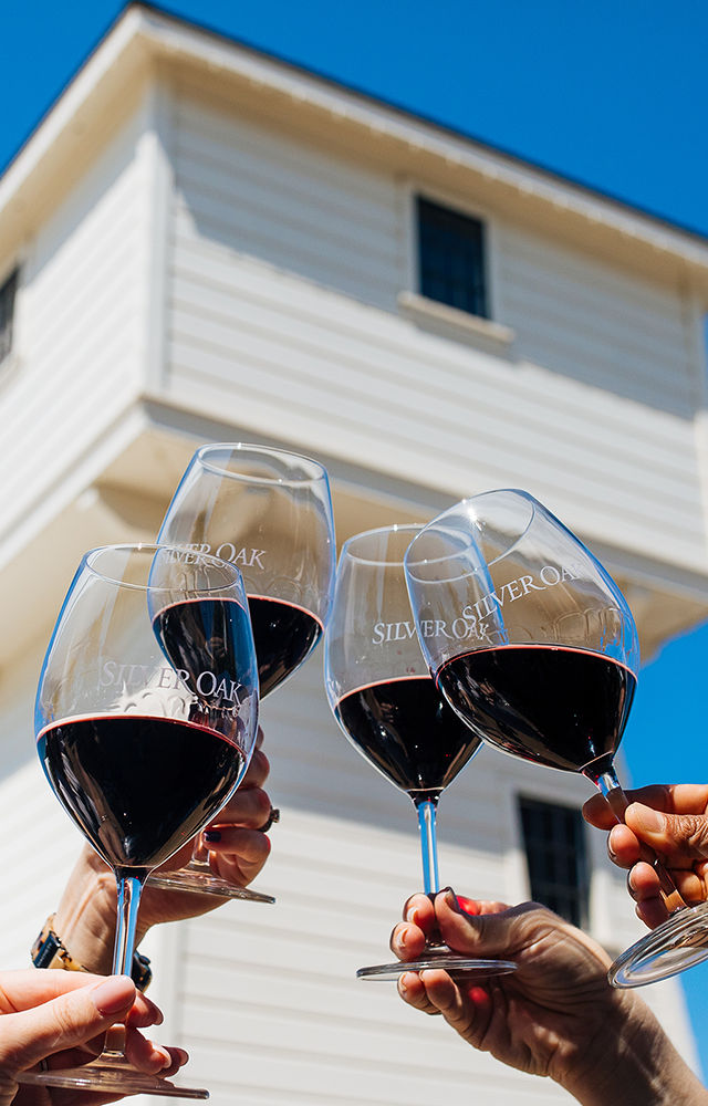 Glasses toasting with Alexander Valley Cabernet Sauvignon
